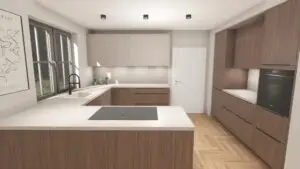 Geradlinige Einbauküche mit minimalistischer Gestaltung – Beispielprojekt