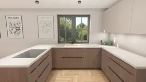 Küchenvorschlag in U-Form aus der 3D-Planung in Neuruppin